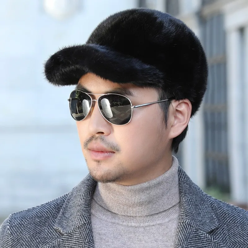 New warm fur baseball for men in autumn and winter cotton middle-aged elderly dads