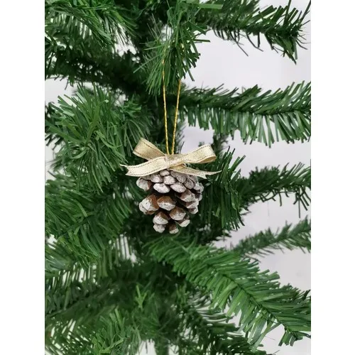 Pebble Design Christmas Tree Ornament Profitable Pinecones Gold Ribbon Fancy Pendant 6 Pcs 5cm