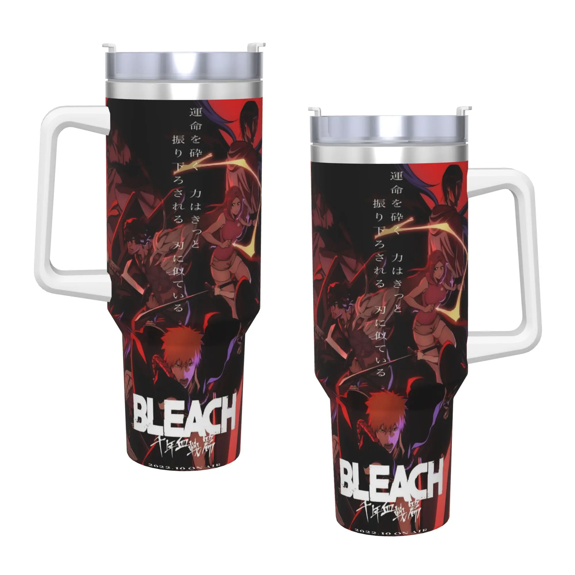 BLEACH Anime Ichigo  Tumbler  Hot Drinks Water Bottle Leakproof Stainless Steel Thermal Mug Graphic Driving Car Mugs
