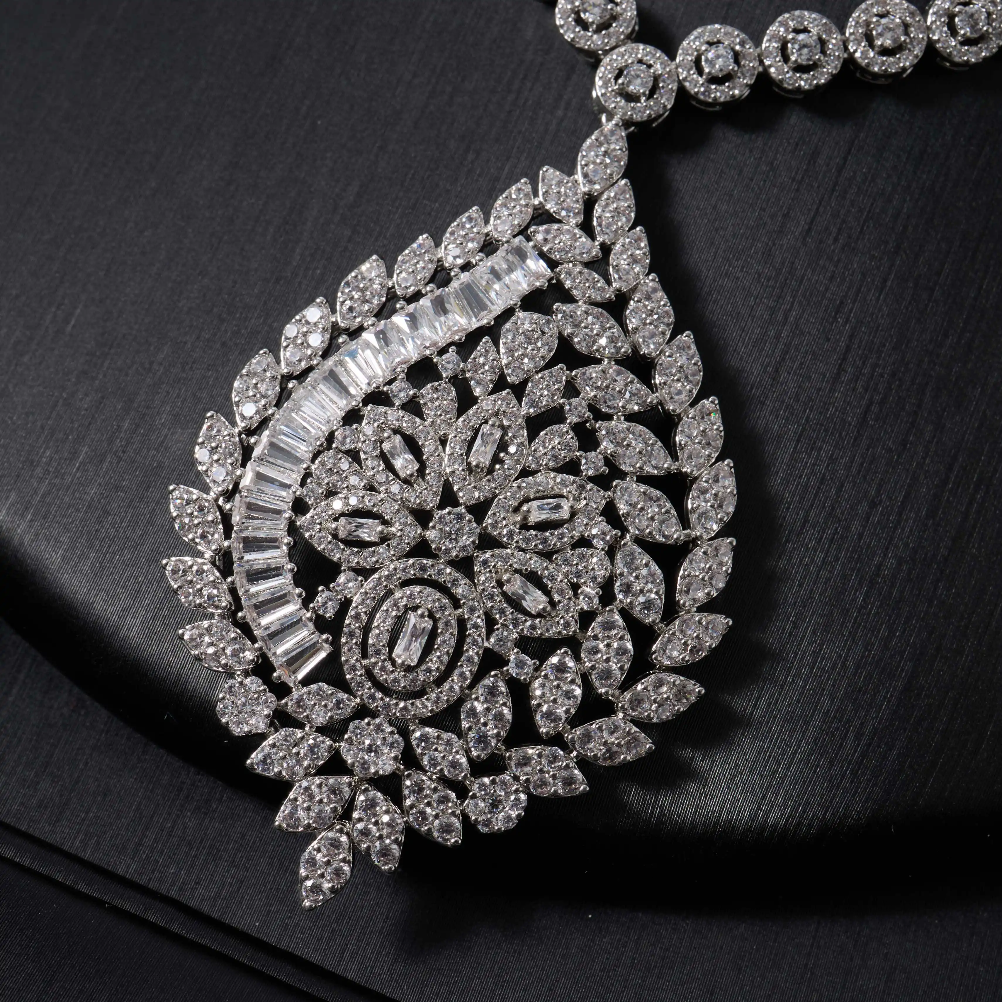 IN JEWELIFE Luxury Women Bridal Long Necklace Set Cubic Zirconia Jewellery for Woman Wedding Party Elegant Long Necklace Sets