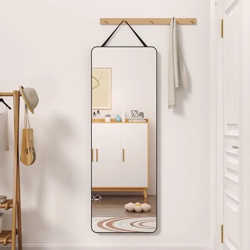 Wall-mounted full-length mirror, home wall-mounted self-adhesive wall-mounted mirror, wind girl bedroom fitting mirror