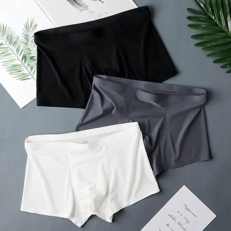 No VPL Ropa interior para hombre Boxers ultraligeros antisudor 50g 360 °   Pantalones cortos elásticos de seda helada para deportes y dormir