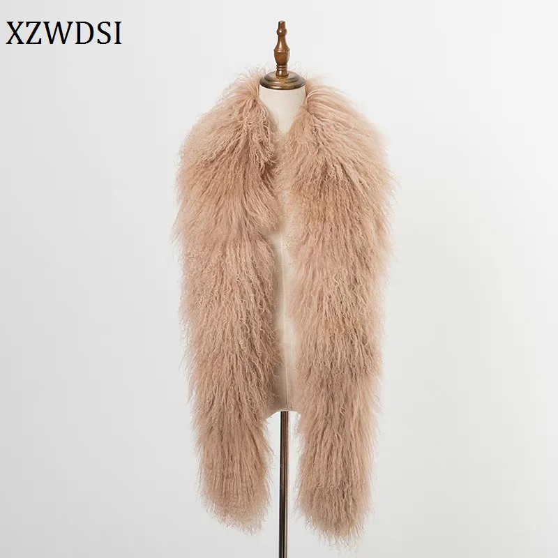 

180 см удобный женский зимний шарф из монгольского меха ягненка, многофункциональный утеплитель для шеи