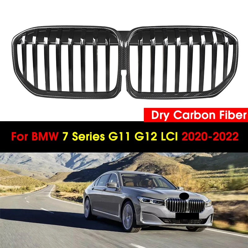 

Сменный передний бампер, решетка радиатора, настоящее сухое углеродное волокно + ABS спортивный гоночный гриль для BMW 7 серии G11 G12 LCI 2020-2022