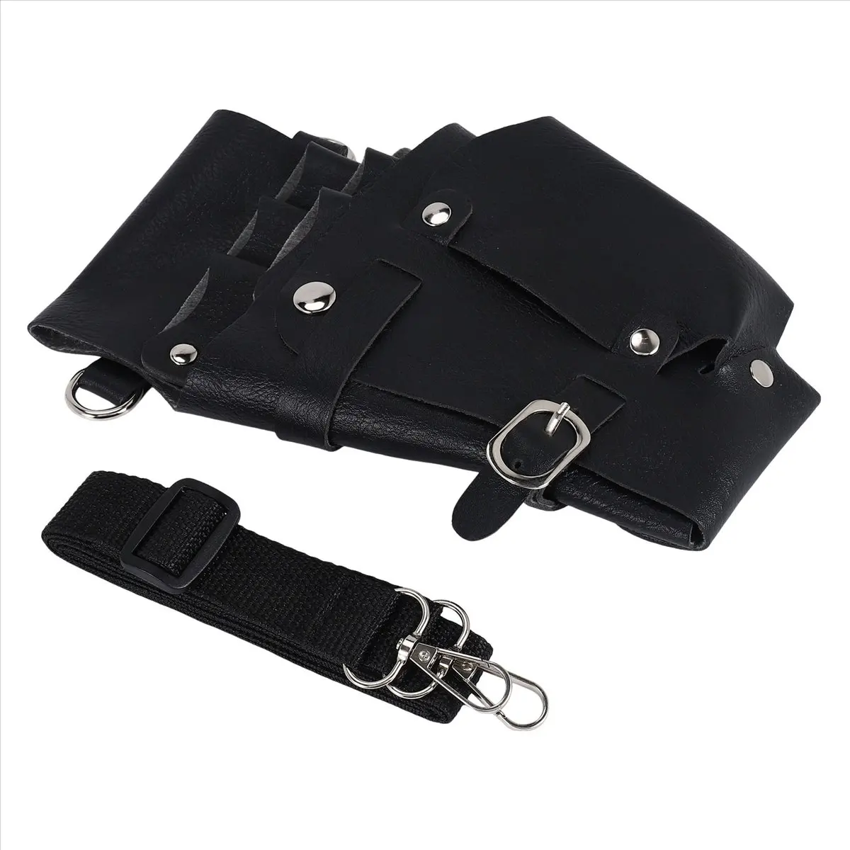 ABQR Leather Hairdressing Case Tools Scissor Bag Barber Pouch Holder Rivet Purse Adjustable Waist Shoulder Belt