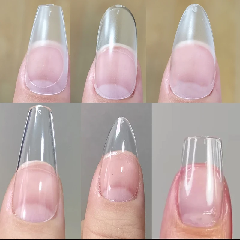 120 Pcs Gel X Fake Nail Full Cover Almond Stiletto Coffin Acrylic False Nails Gel X Tips Quick Finger Extension Fake Nails Tips