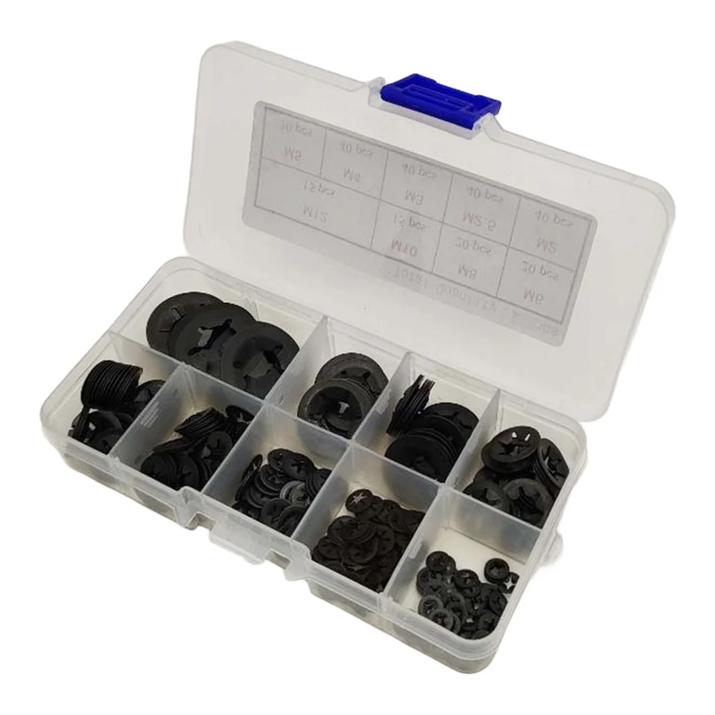 65Mn Steel Black Oxide Retaining Rings 530pc L-Shaped Axial Locking Rings for Industrial Hardware and Mechanical Use
