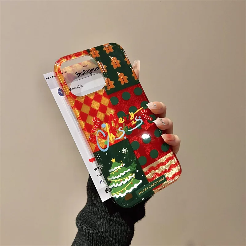 Whirlpool Christmas Tree Gingerbread Man Phone Case for iPhone 11 12 13 14 15 16 pro max