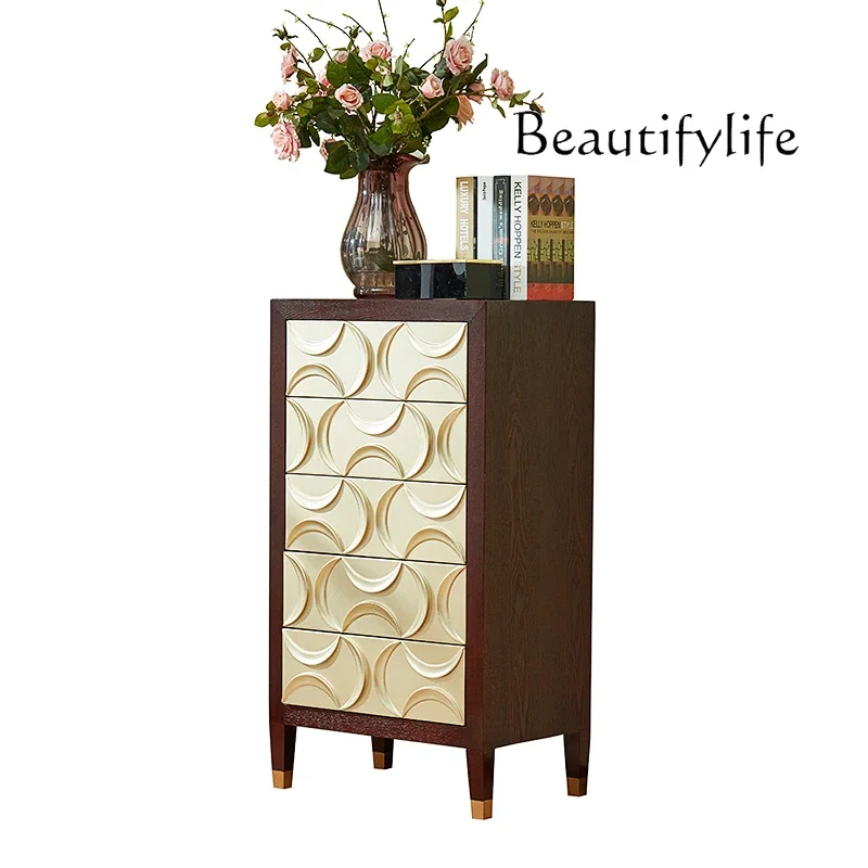 

American light luxury solid wood bedroom high cabinet Nordic simple storage living room home designer high-end