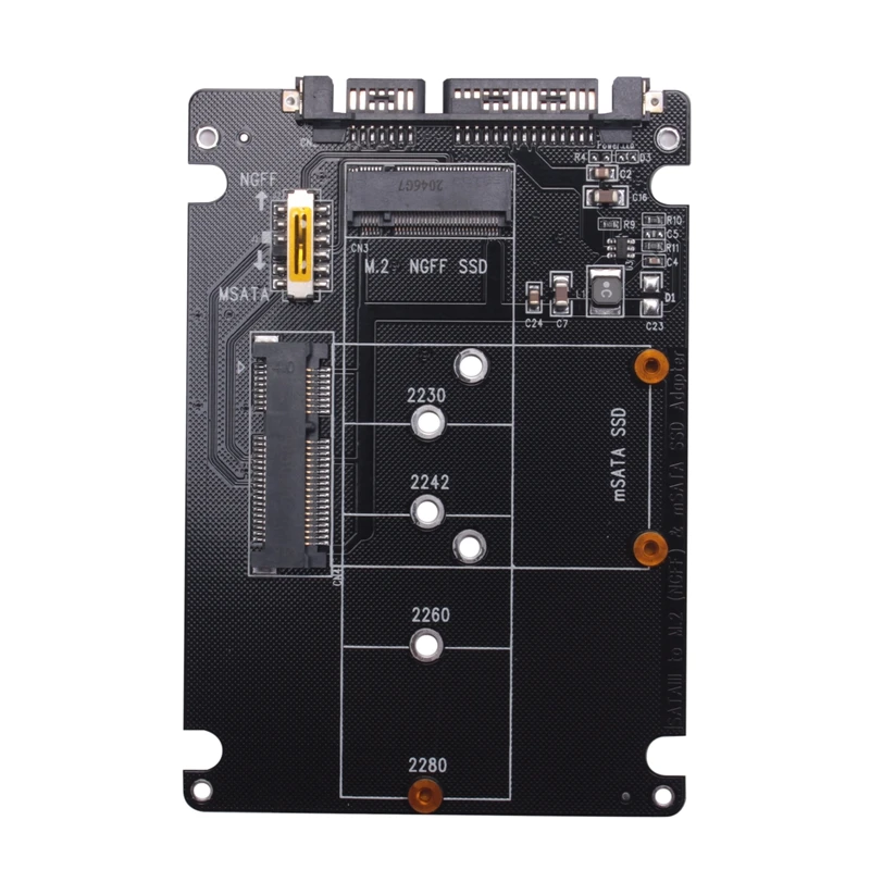 2 في 1 NGFF M.2 B + M مفتاح صغير PCI-E أو Msata SSD إلى بطاقة محول SATA III لكامل Msata SSD/ 2230/2242/2260/22X80 M2