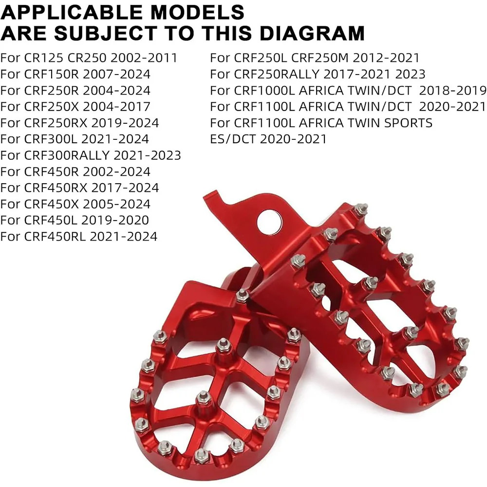 Rest Pedal Footpegs Dirt Bike Foot Pegs For CR125 CR250 02-11/CRF150R 07-24/CRF250R 04-24/CRF300L 21-24/CRF450R 02-24 6061 Aluminum CNC JFGRACING