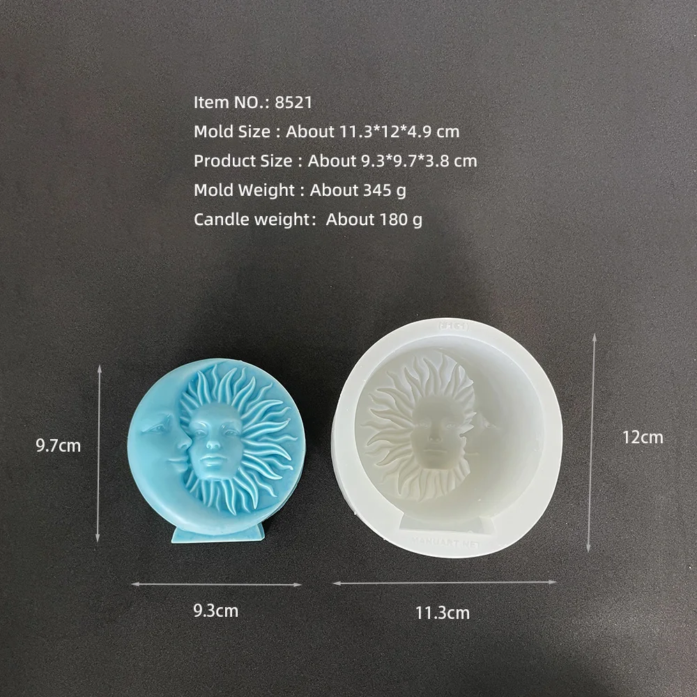 Moon Sun Face Candle Silicone Mold DIY Simple Art Facial Aromatherapy Gypsum Decoration Handmade Soap Grinder