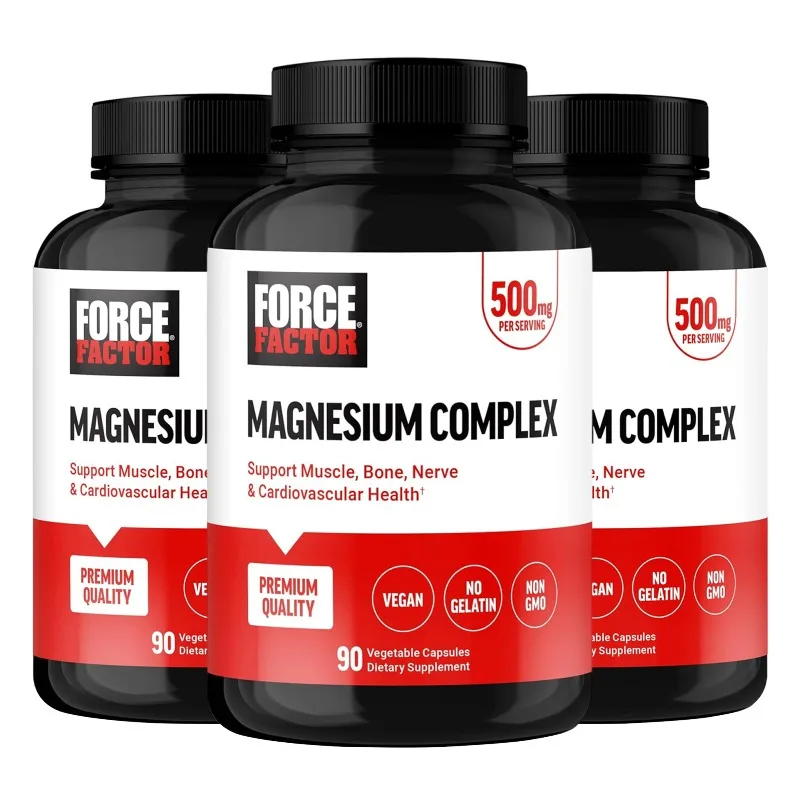 3 Bottles Magnesium Complex Capsules - Reduce Leg Cramps, Promotes Electrolyte Balance, Supports Nerve, Bone and Joint Health