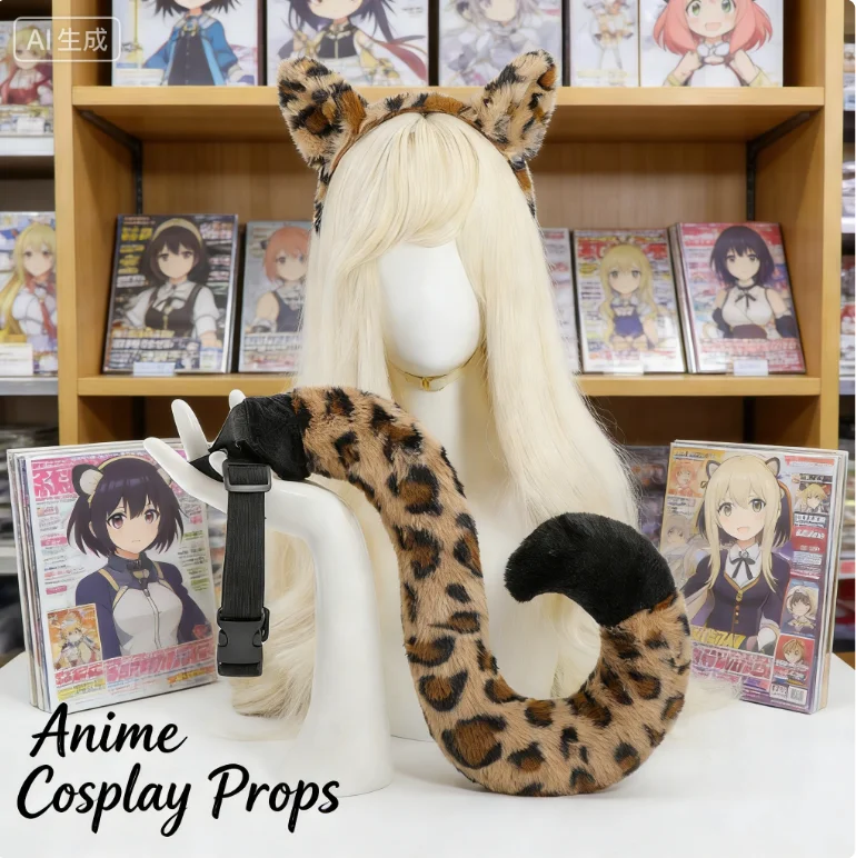 

Набор с повязкой на голову и хвостом в виде тигра, милый хвост коровы, реквизит для косплея животных, аксессуар для сценических выступлений, аксессуар для детских вечеринок и костюмов