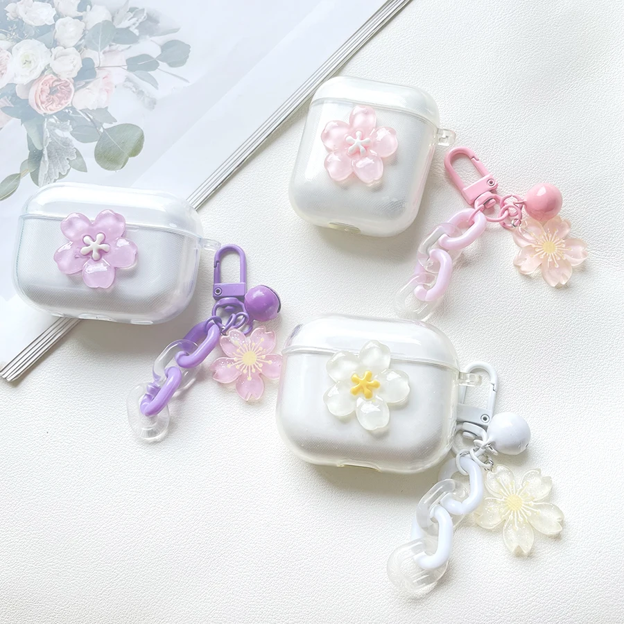 cherry Flower Case for Bose Ultra open earbuds Transparent Silicone Case for Bose Ultra open Earphone Cover