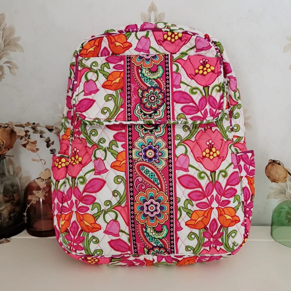 VB pure cotton color matching printed backpack travel lightweight small backpack