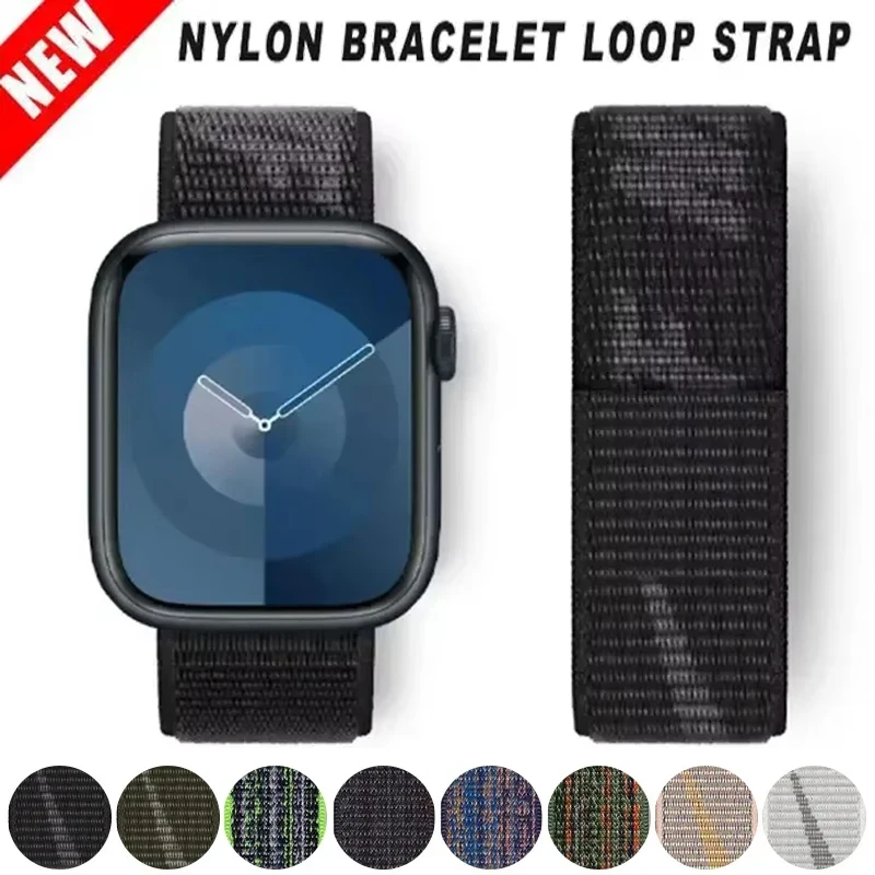 Nylon Strap For Apple Watch Band 49mm 45mm 44mm 41mm 38 42 46 MM Loop Sport Bracelet iWatch 9 8 7 6 5 SE 10 Ultra 3 2 Watchband