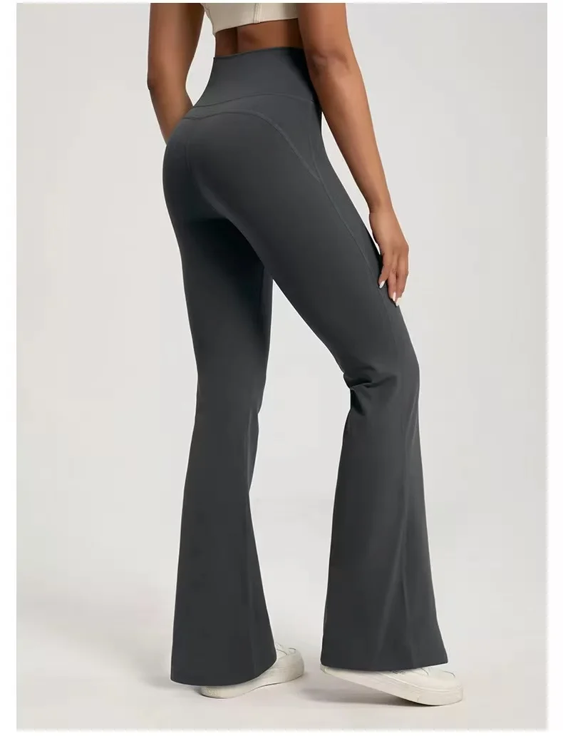 Nackt-Optik, hohe Taille, taillenbetont, hüfthebend, Fitness-Übung, elastische Schlaghose, Damen, lässige Outdoor-Lauf-Yoga-Hose – Detail 5