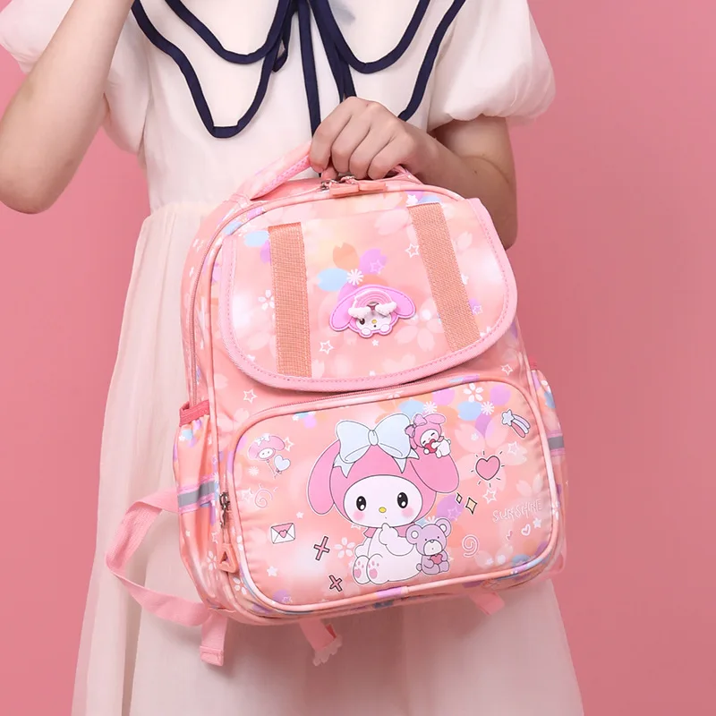 Sanrio Hello Kitty Cartoon Printed Fashion Student School Bag Kulomi Waterproof Burden Reduction Cute Melody Children's Backpack