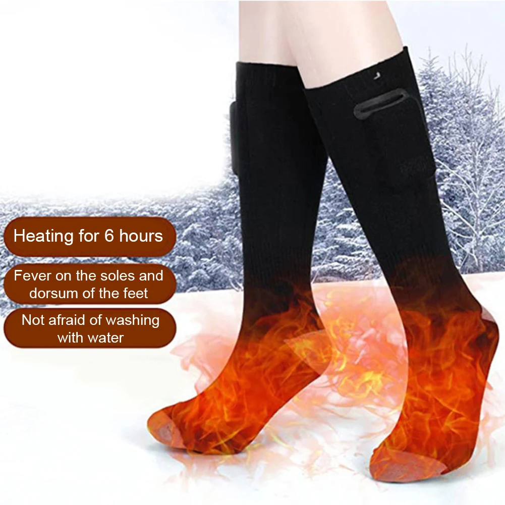 65℃ Electric Heated Socks With Battery Case Winter Warm Controllable Buttons Heating Sock Snowmobile Hunting Skiing Sock Outdoor