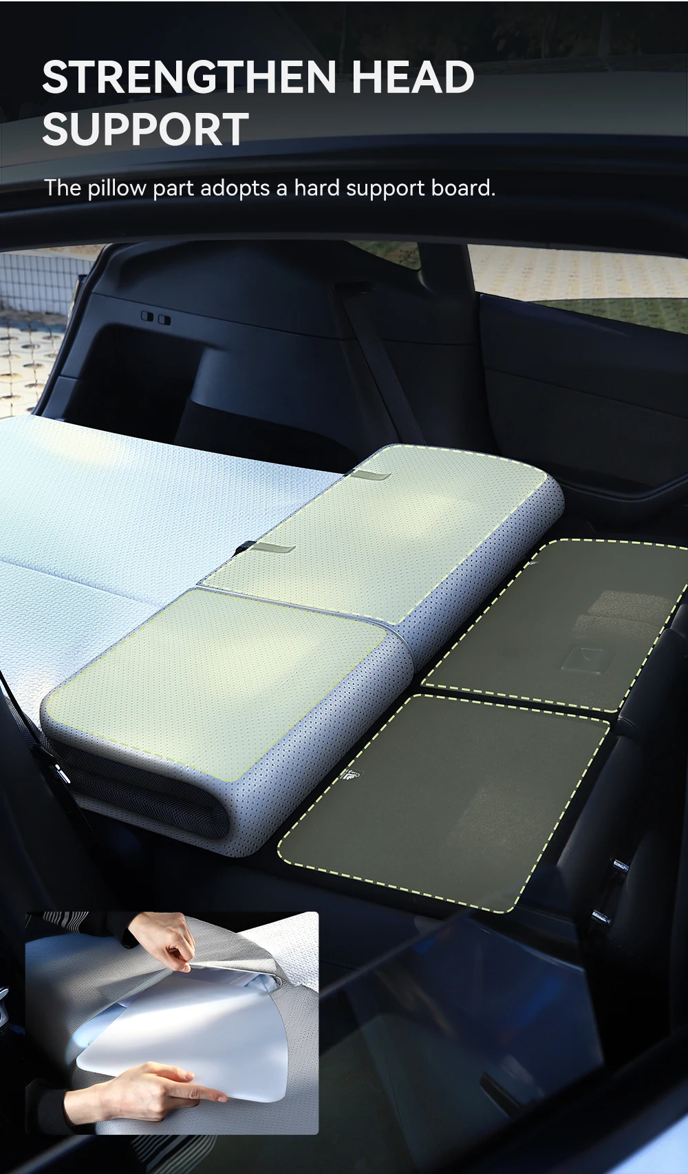 YZ Campingmatratze für Tesla Model Y 2021-2026, Memory-Schaum-Matratze, Reisebett, tragbar, im Auto schlafen, Outdoor-Camping – Detail 5