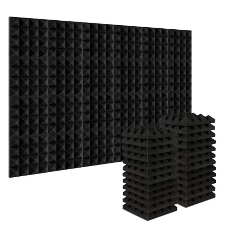 BHBD-24Pcs 25X25x5cm Studio Acoustic Soundproof Foam Pyramid Noise Insulation Sound Absorption Treatment Panels