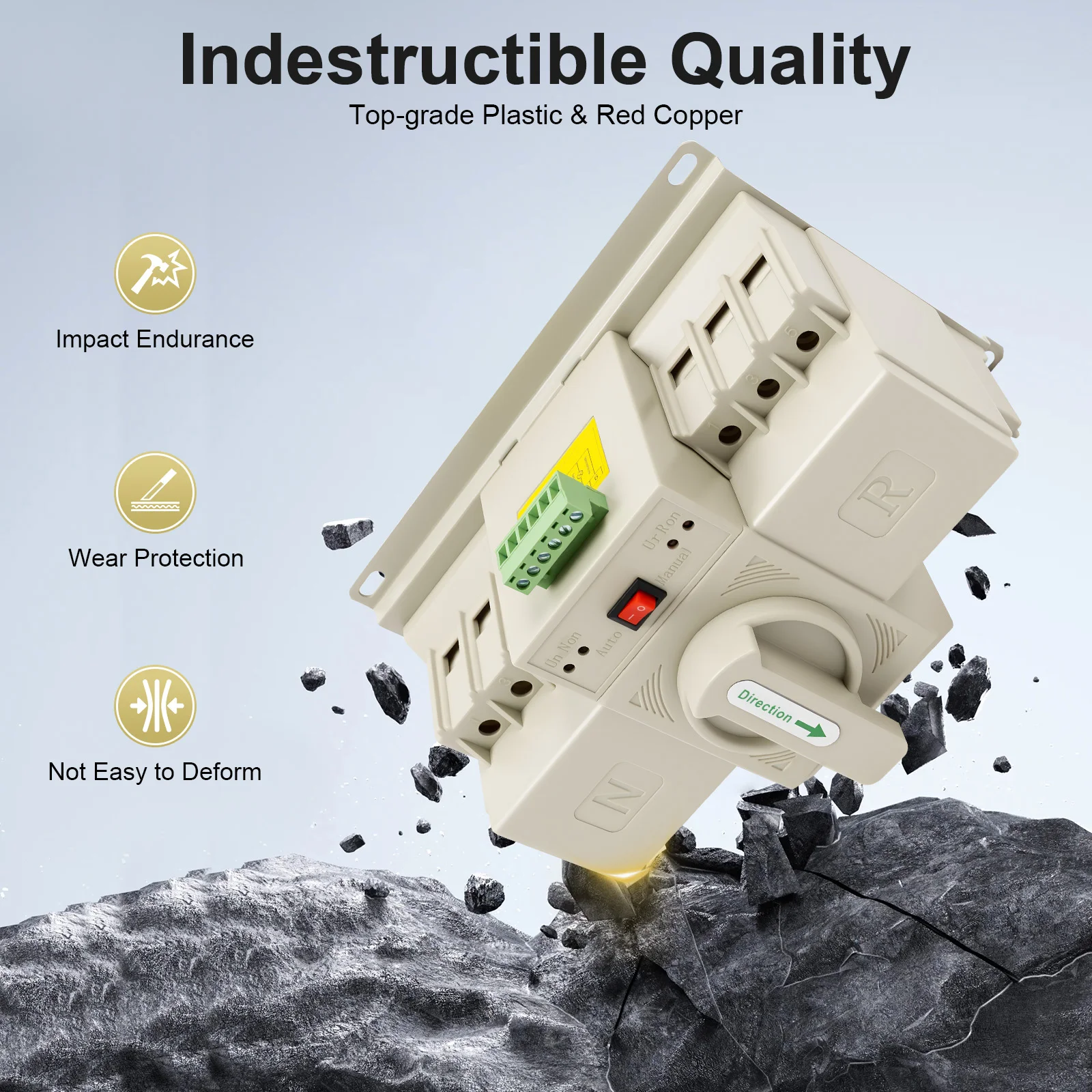 

63A Automatic Transfer Switch,3P Dual Power Transfer Switch,110V Automatic Manual Changeover Switch for Generator Mains