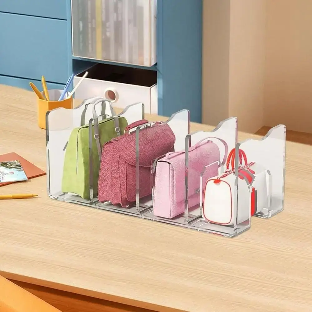 Clear Acrylic Bookends Desk Organizer Handbag Divider Organizer Divided Book Stand File Organizer Desktop Bookshelf