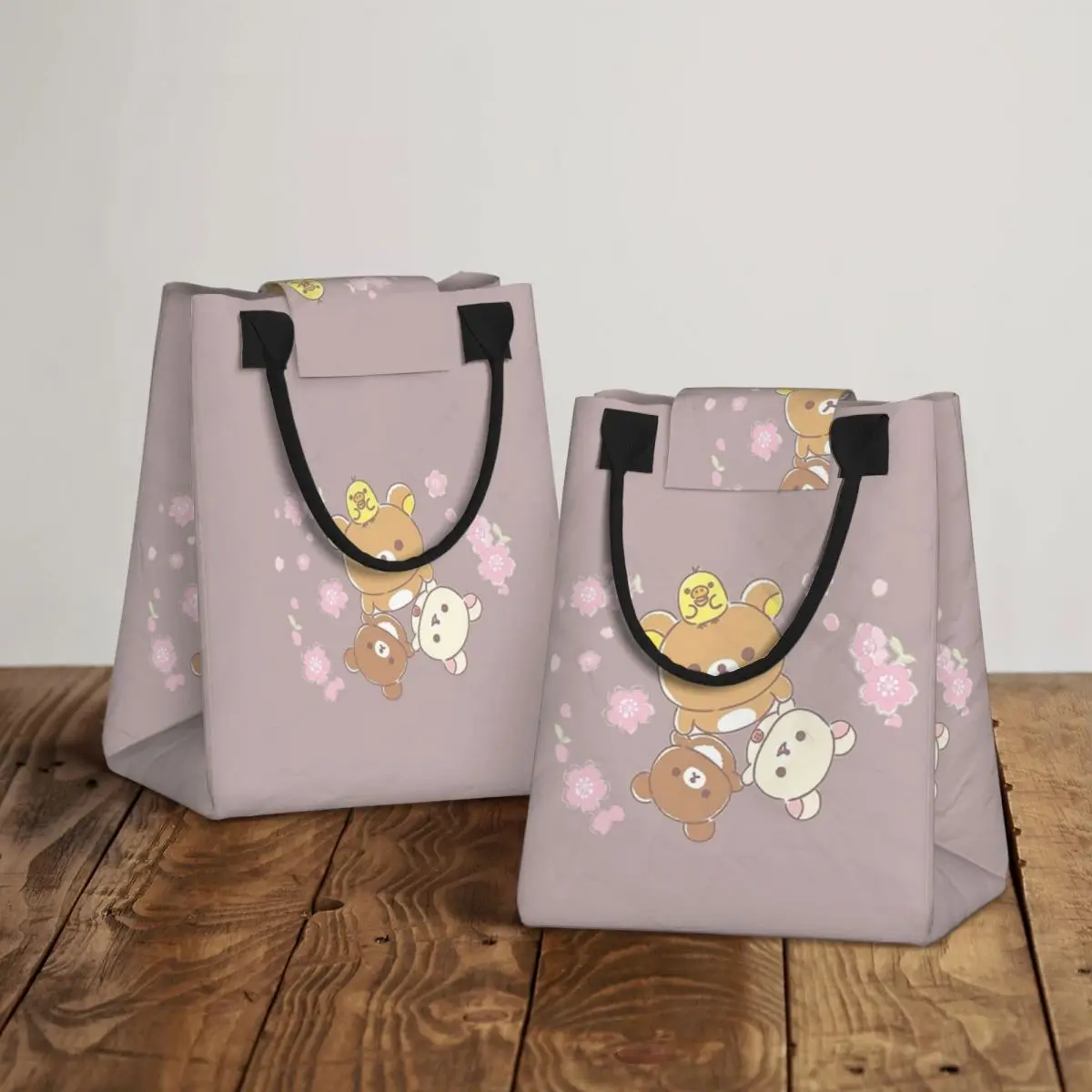 

Rilakkuma Sakura Insulated Lunch Bag for Women Kids Portable Food Boxes Thermal Lunch Box Tote