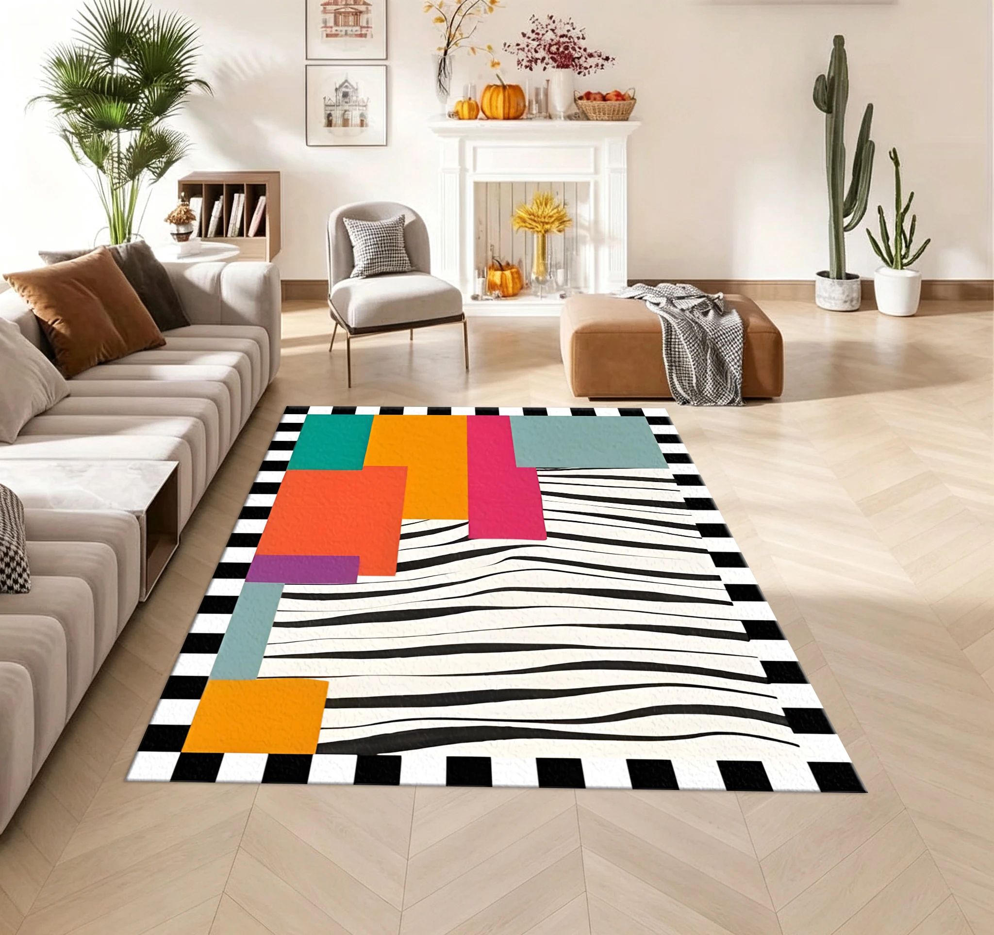Printed Rug Abstract - Alfombra Moderna con Estampado Geométrico de