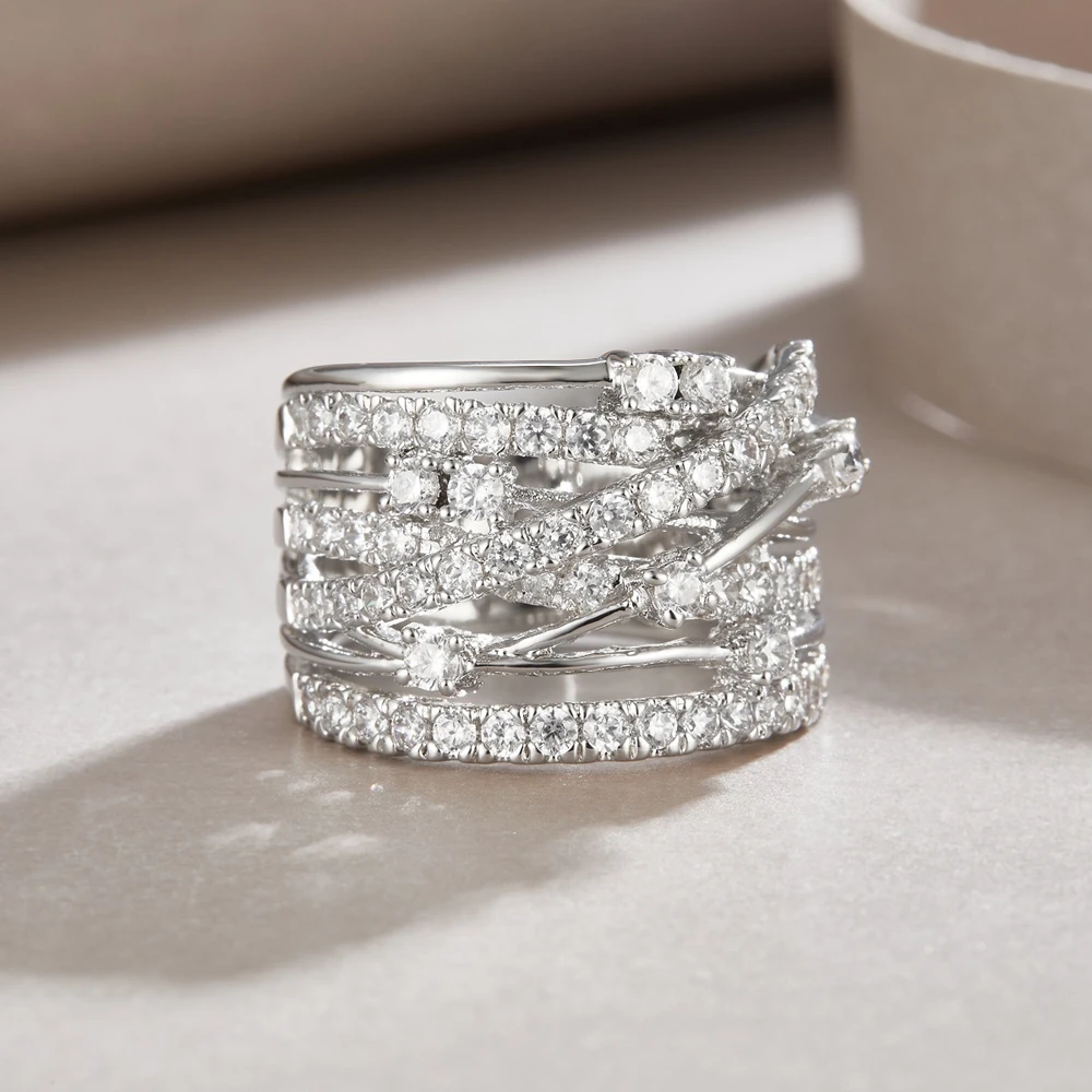 Wong Rain 100% 925 Sterling Silver 3EX VVS1 D Color Sparkling Real Moissanite Diamond Cocktail Party Ring for Women Fine Jewelry