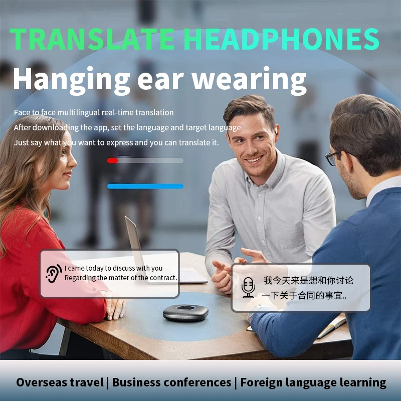 Wonlex Translation Earphone 144 Real-Time Language Translator Office Travel Translator Earbuds AI Wireless Translation Headset