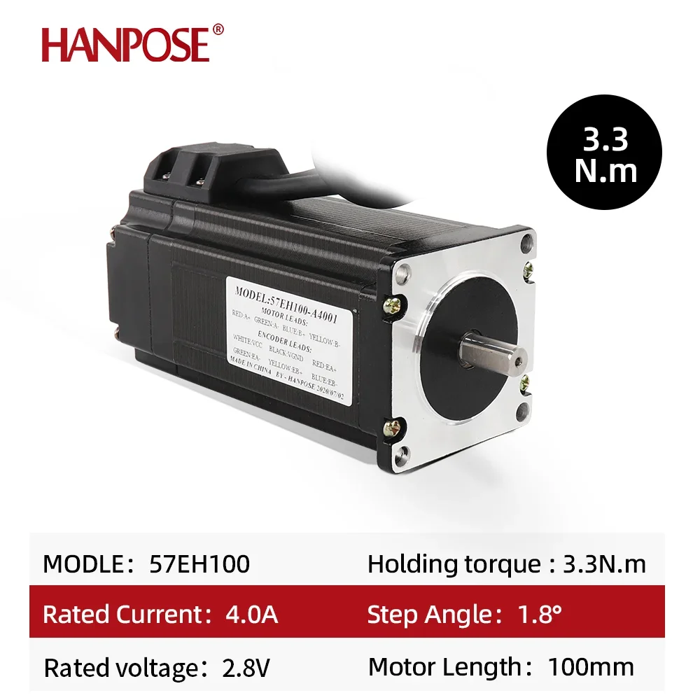 Nema23 Servomotor mit geschlossenem Regelkreis, 4,0 A, 3,3 Nm, 57EH100A4001 + CL57-Antrieb, 57 Schrittmotor für 3D-Drucker, Roboter, Schaumstoff, Meta