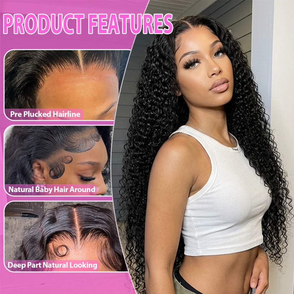 40 Inch Deep Wave Lace Front Wig Human Hair Wigs 100% Human Hair Wig 13x4 Deep Curly Frontal Wig Pre Plucked with Baby Hair 13x6 Lace Front Human Hair Wig 5x5 Glueless HD Lace Front Wig for Women image 3