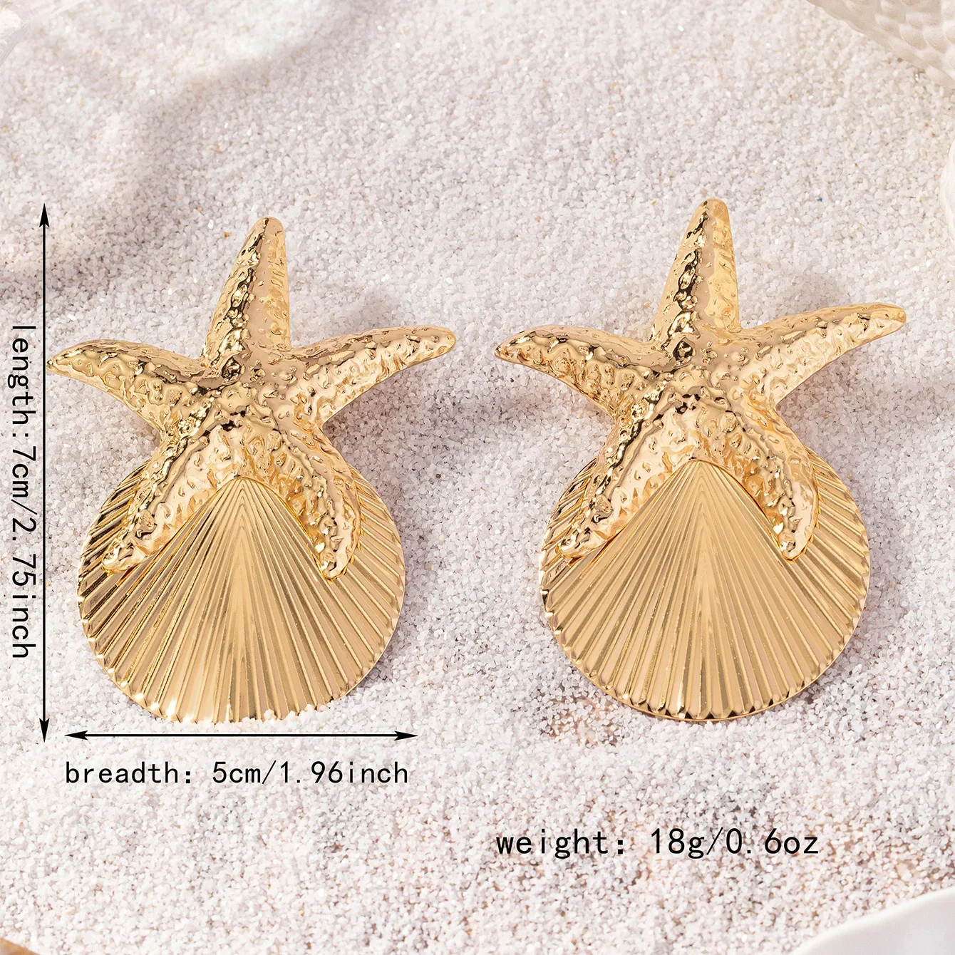 Earrings For Women Starfish Shell Vintage Geometric Beach Vacation Style Elegant Ear Accessories Fashion Jewelry E466