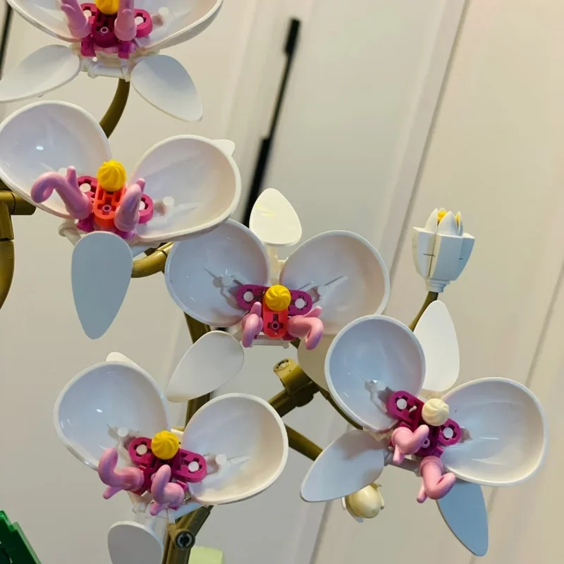 JAKI Bausteine Blume Phalaenopsis Blumenstrauß Bonsai Montieren Spielzeug, um Geschenke zu senden Topfblumen dekorativ