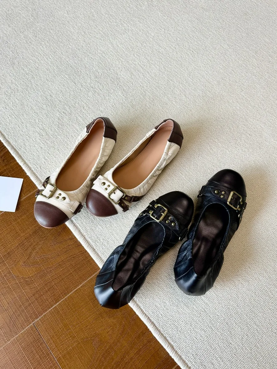 retro-round-toe-slip-on-ballet-flats-leather-version-soft-bottom-commute-mary-janes-casual-style-buckle-fashion-footwear