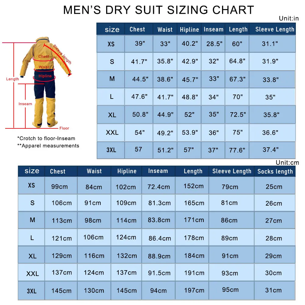 Front Entry Waterproof Full Drysuit Detachable Hooded Dry Suit Clothing for Kayaking Paddling Rafting Canoeing Sailling Kitesurf