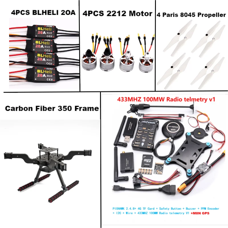 

RctoSky PIXHAWK 2.4.8 M8N Open source new smart drone FLY350 300 380 450MMpix quadrotor upturned rack