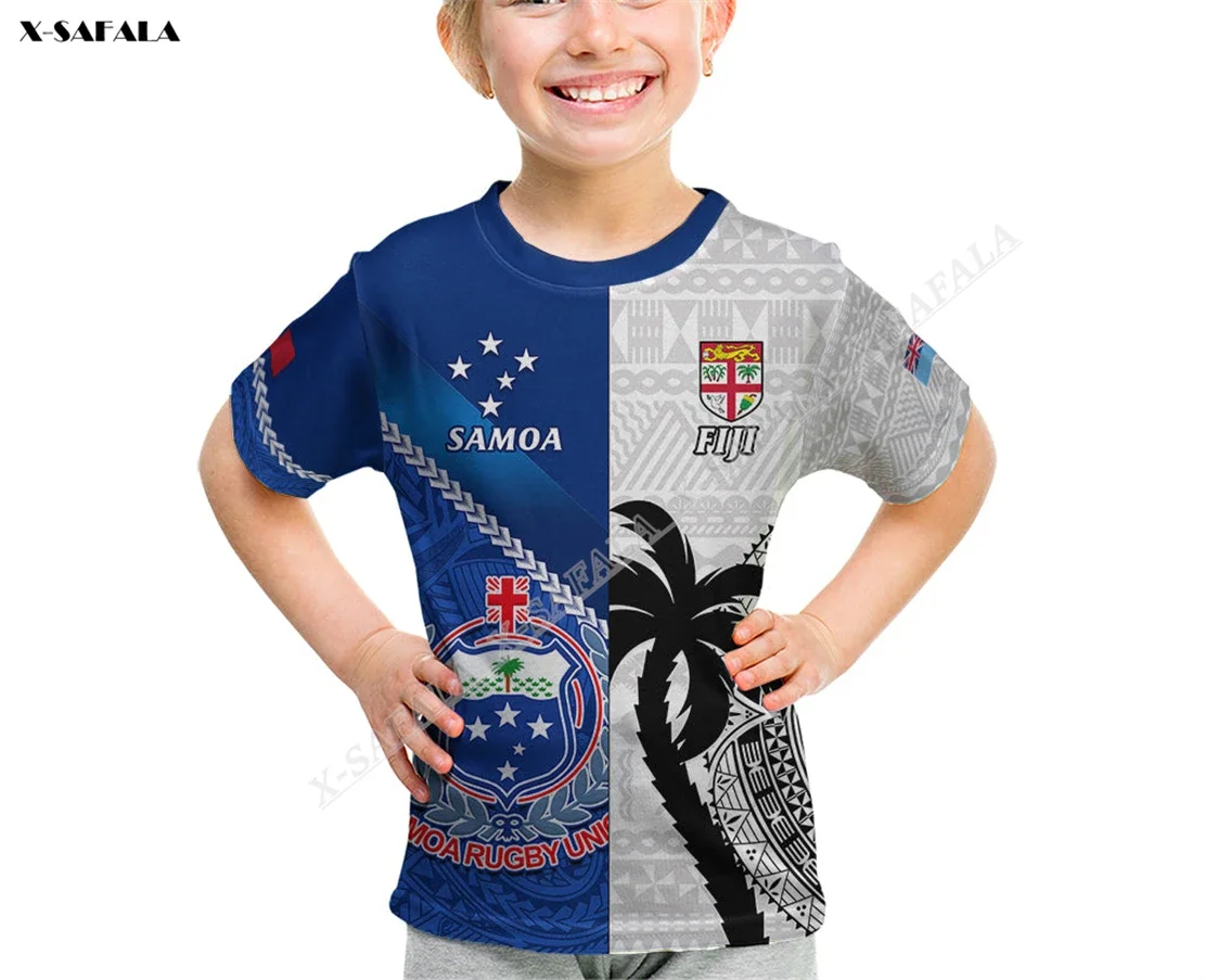 Tapa Pattern Go FIJI Samoa 2023 Cup Rugby 3D Print Men Kids Size Child T Shirt Top Tee Short Sleeve Summer Clothing Sporty