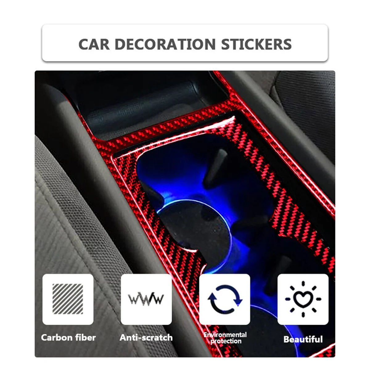 

2 шт. для Honda Civic 2006-2011, красная внутренняя центральная крышка подстаканника из углеродного волокна, отделка-A51K