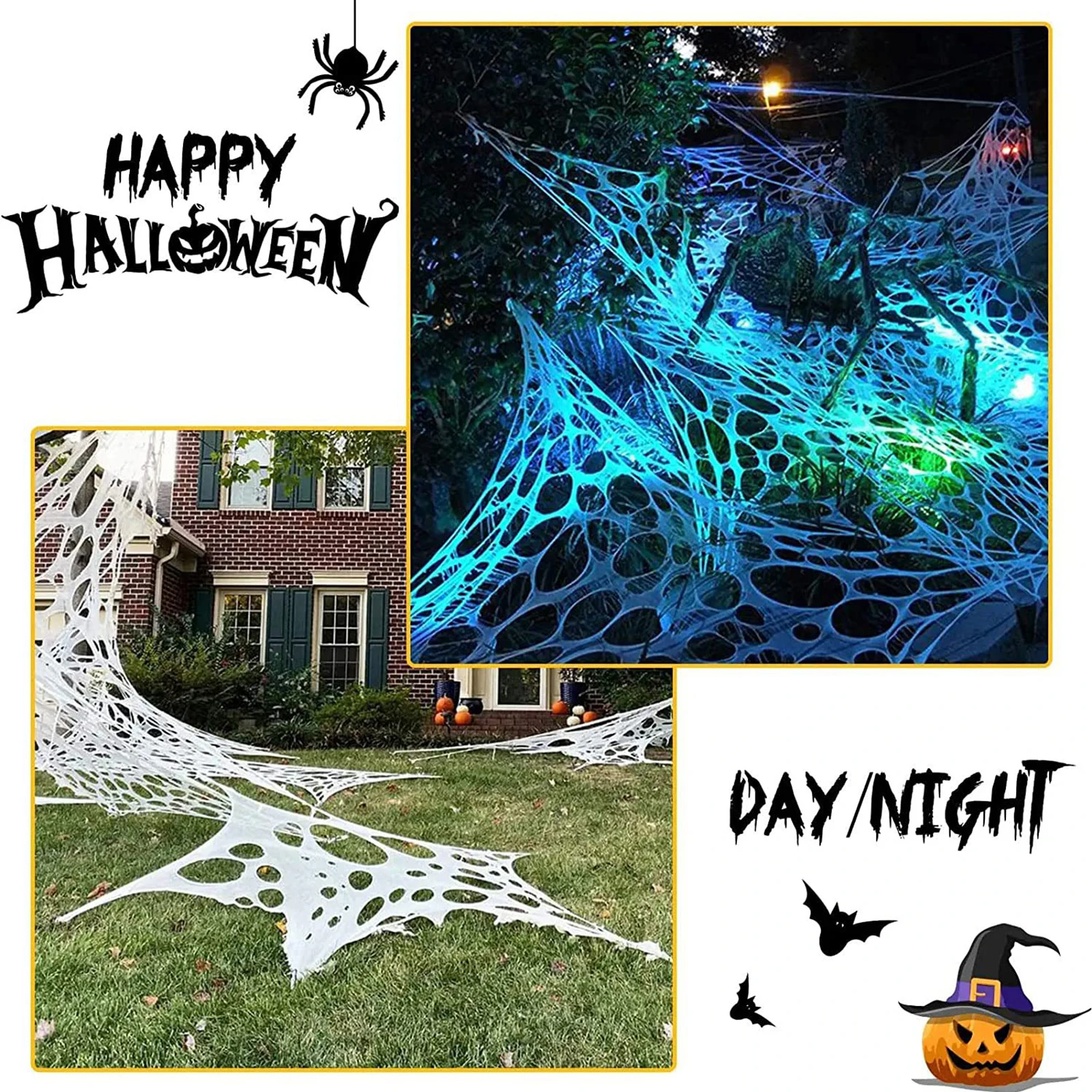 

Halloween DIY Gauze 4x1m Decorative Elastic Fabric For Wall Window Garden Courtyard Festival Party Terrifying Spider Web Props