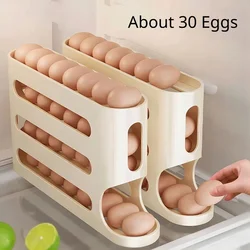 4 Layers Automatic Rolling Holder Rack Fridge Eggs Storage Box Container Kitchen Refrigerator Egg Dispenser Fridge Egg Organizer