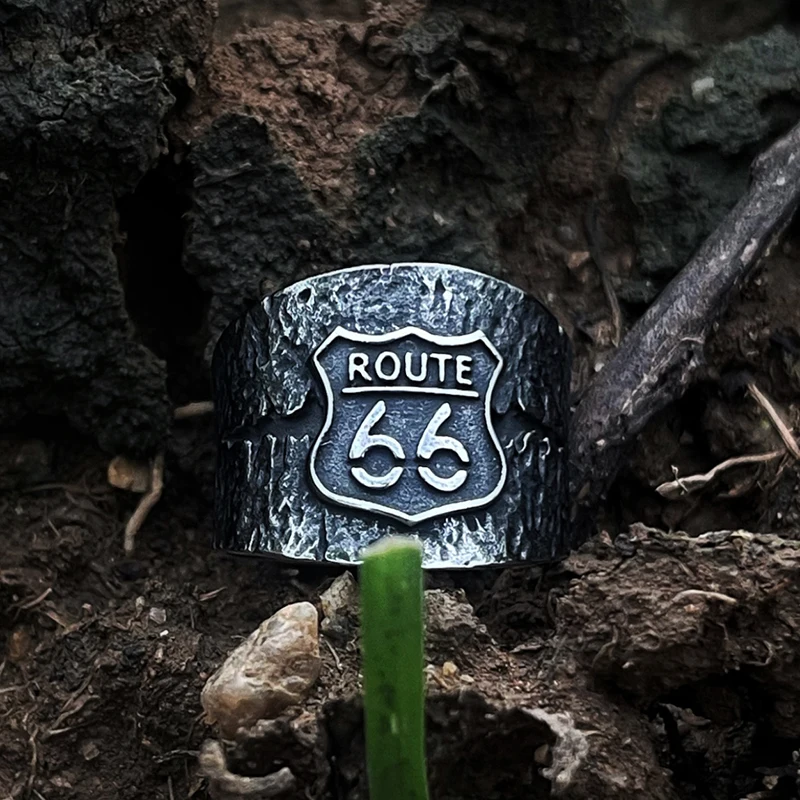 

Wholesale Good Detail 2022 New Stainless Steel USA Road ROUTE 66 Ring For Men Motor Biker Men's Jewelry Vintage Punk Style V186