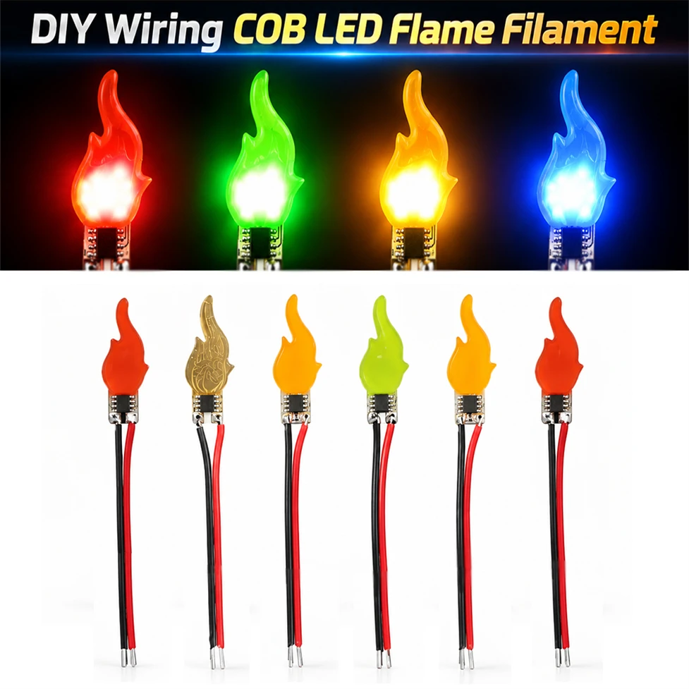 DIY DC3V Wiring COB LED Flame Filament with Packaging Flame Candle Lamp Light Diode Retro Light Bulb Christmas Party Accessories