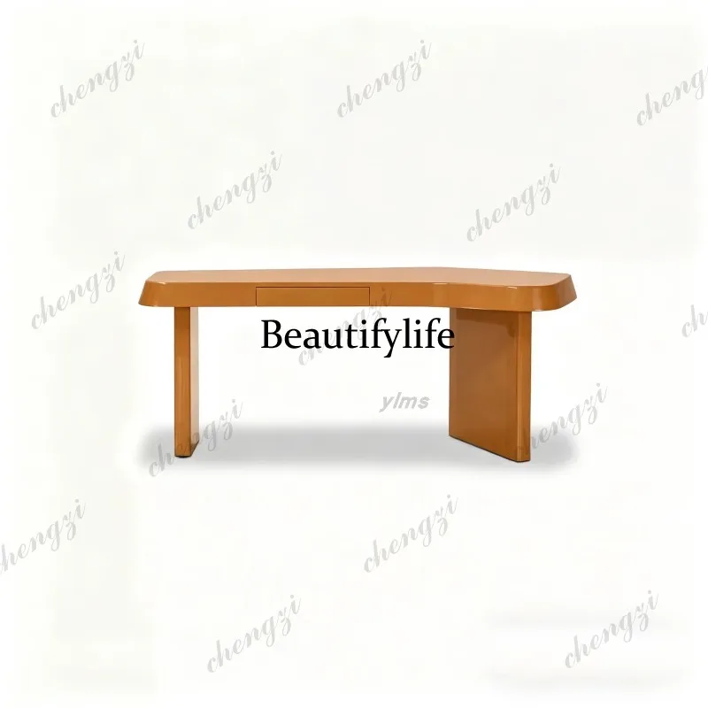 Writing desk Italian minimalist paint bright design simple curved solid wood desk