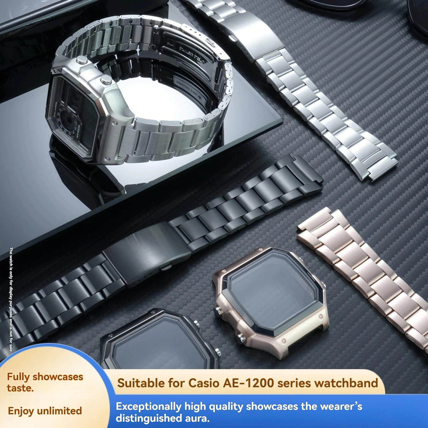 For Casio WS-1600 3299 AE-1200 AE-1300 Watch Full Metal Case & Strap & Dial watch face Mod Kit Stainless Steel Replacement Parts