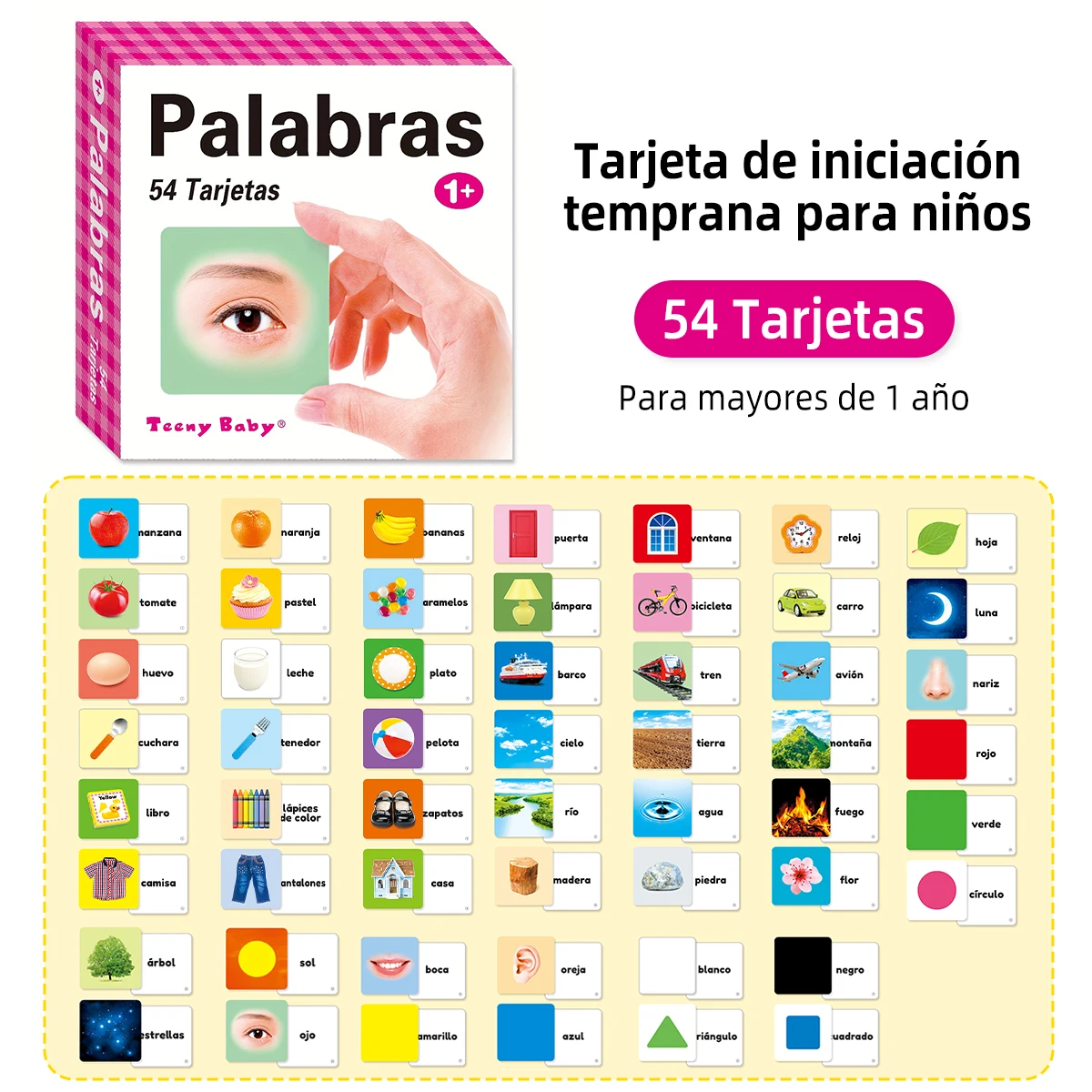 1 Box of 54 Spanish Learning Cards for Kids Words Letters Numbers Animals Learning Cards Early Learning Cards for Kids Gifts