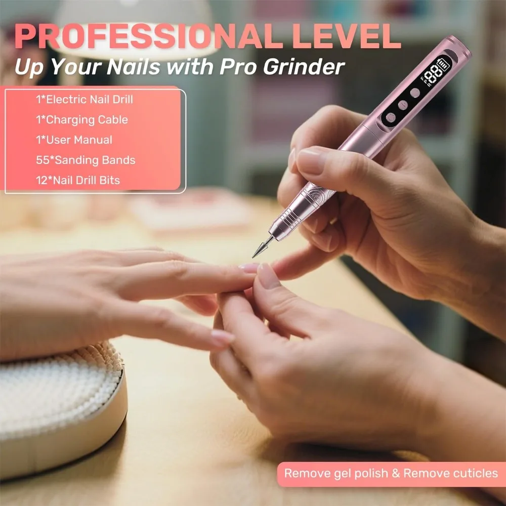 Schnurloses elektrisches Nagelbohrgerät, professionelles Kit, 35.000 U/min, einstellbare Geschwindigkeit, tragbares Nagelschleifer-Maniküre-Werkzeug für zu Hause