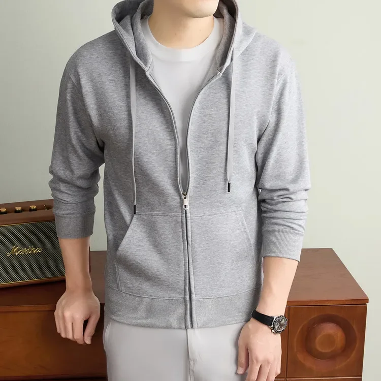 Herren-Kapuzenjacke mit Reißverschluss – Premium-Baumwollmischung, Weich & Langlebig, Unisex Übergrößen-Hoodie für Outdoor und Wandern – Detail 3